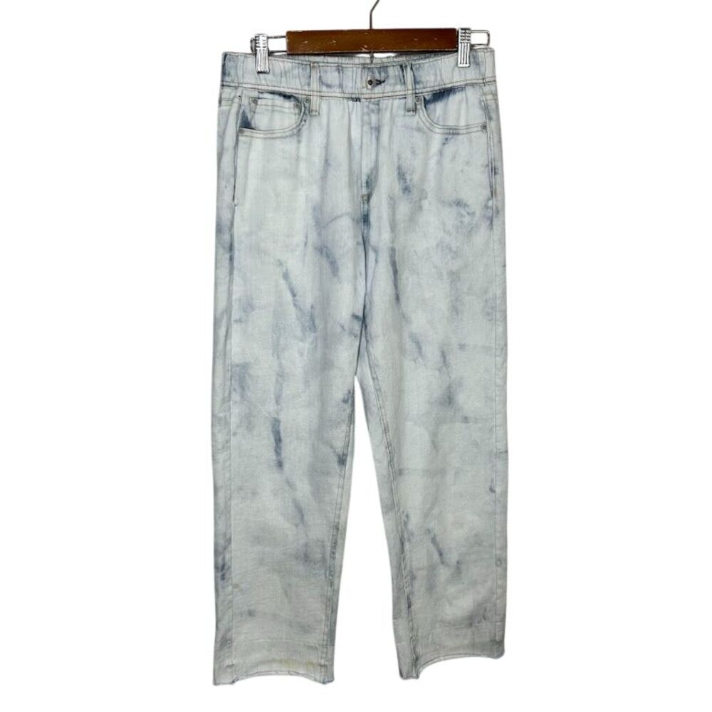 Rag & Bone Miramar Denim Print Sweatpants M Blue Cotton Jeans Acid Wash